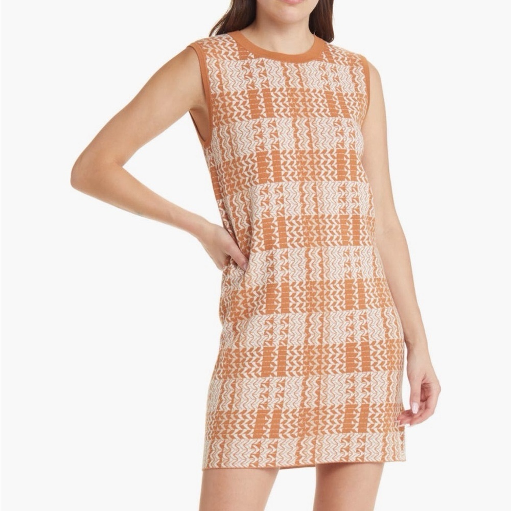 Treasure & Bond Orange and Cream Patterned Mini Dress Size XS